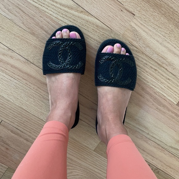 Black Chanel Chord Mule Sandals - Picture 5 of 5